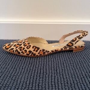 Manolo Blahnik flat suede animal print size 8